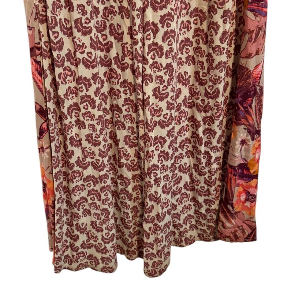 Free People Floral Wide-Leg Pants in Beige, Pink and Orange - Picture 9 of 13
